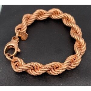 Vintage Rose Gold Milor Bronze Bronzo Italia Chunky Rope Twist Chain Bracelet